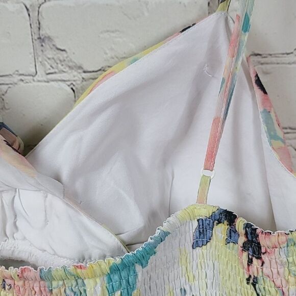 Candie’s Watercolor Bow Tiered Chiffon Babydoll Mini Dress Juniors L Sleeveless - Picture 10 of 12